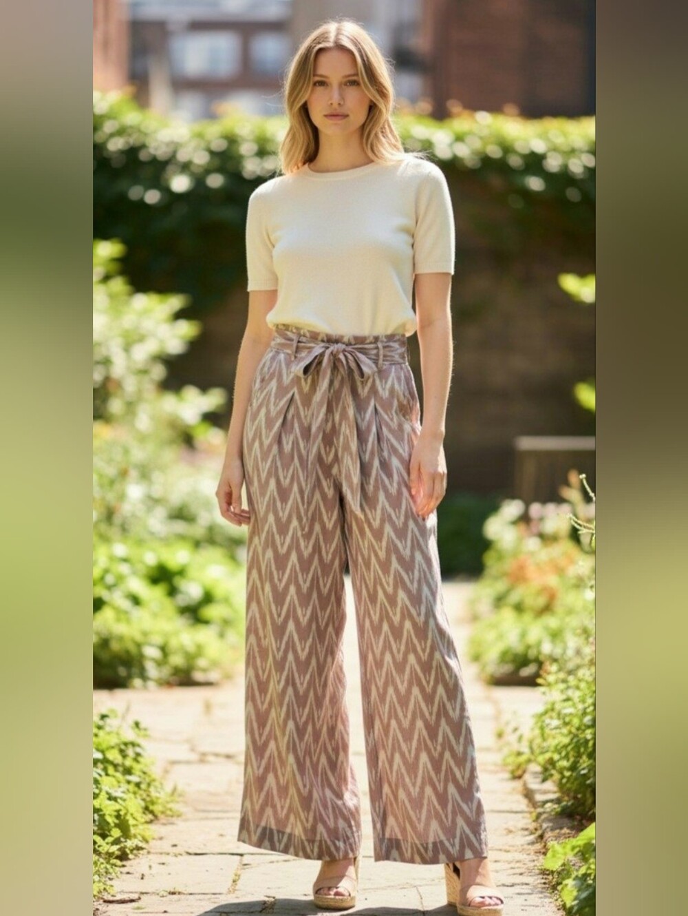 Sseko Pink Zigzag Women's Wide Leg Pants